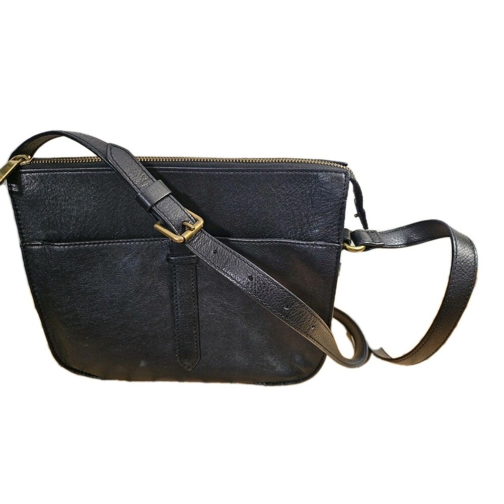 Fossil Sydney Large Crossbody Bag Black Leather. Pre-Owned Simple Minimalist